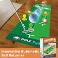 thumbnail image 2 of Pro-Grade Automatic Ball Return Putting Mat Set, Indoor/Outdoor Practice Kit 3 Steel Putters, Alignment with, 2 of 4