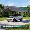 thumbnail image 6 of Dateyes 10x20 FT Carport, Heavy Duty Carport Canopy with Adjustable Height, Outdoor Carport Shelter with Reinforced Frame, Portable Garage for Cars, Boats and Trucks, Gray, 6 of 9