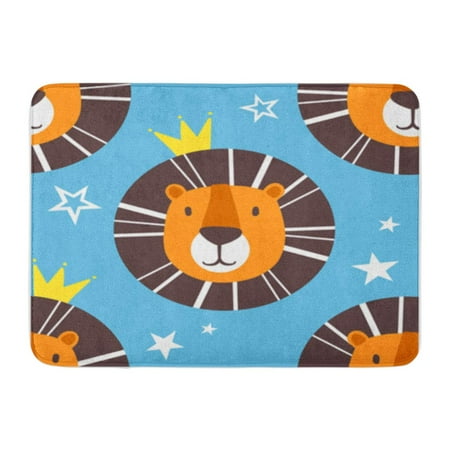 Bathroom Floor Towel SIDONKU Lions Crowns and Stars Bright Colorful Muzzles of Doormat Floor Rug Bath Mat 30x18 inch ()