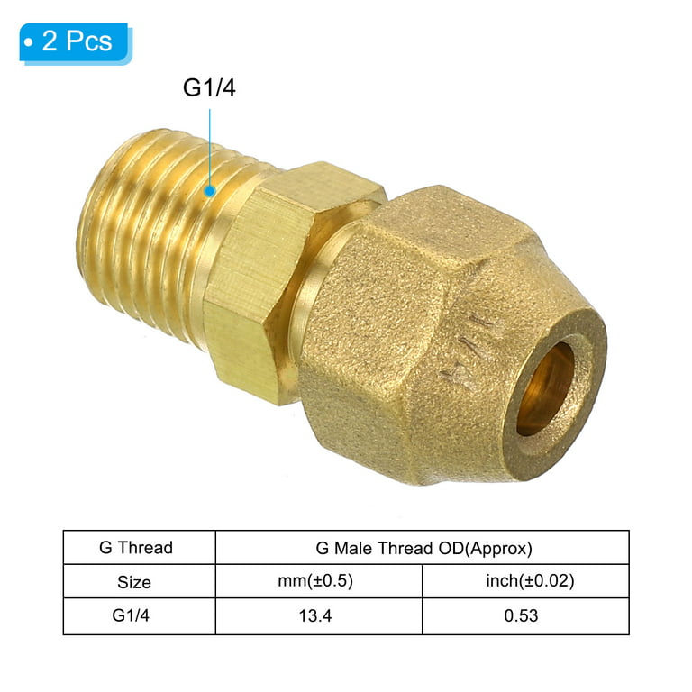 Uxcell G1/4 Male x 3/8 Male Brass Flare Tube Fitting Pipe Hose