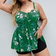 thumbnail image 2 of Womens Swimsuits Normal Backless Printing Adjustable Padded Strap Tankini Green Bathing Suits for Women XL, 2 of 9