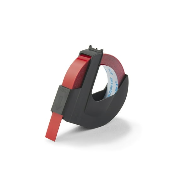 DYMO Embossing Labels, 3/8-Inch x 9.8-Foot Roll, White Print on Red, Self-Adhesive