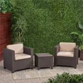 thumbnail image 3 of Noble House Waverly 3 Piece Outdoor Wicker Print Conversation Set in Dark Brown, 3 of 14