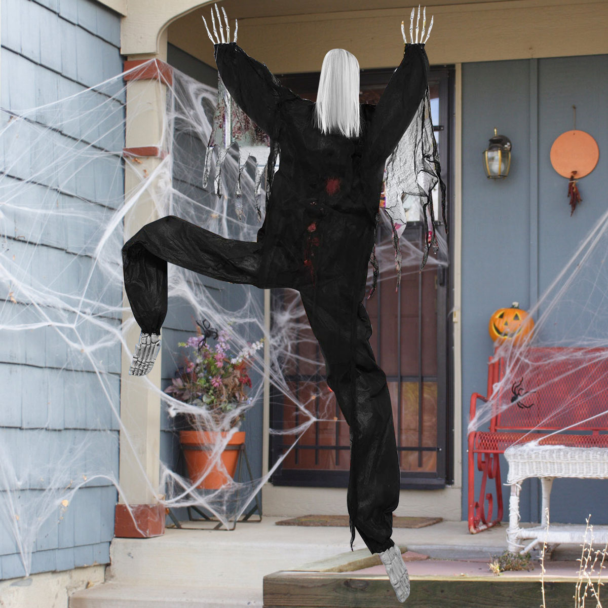 57 Inch LifeSize Halloween Climbing Zombies for Halloween Decor White
