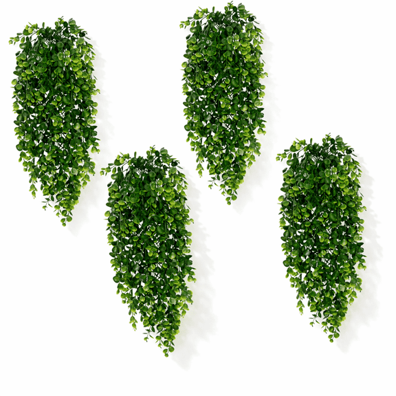 4Pcs 2.7ft Fake Hanging Plants - Realistic Eucalyptus & Ivy Leaves, UV Resistant Artificial Vines for Indoor, Outdoor, and Boho Wall Decor