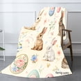 thumbnail image 2 of Amarainy Bunny And Flowers Flannel Throw Blanket For Winter Gift Home Sofa Bed Decoration 50x60 inch, 2 of 5