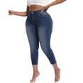 thumbnail image 4 of Gocolloa Womens Plus Size Capri Jeans Stretchy High Waisted Skinny Denim Capris Pants Royal Blue 18W, 4 of 6