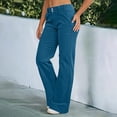 thumbnail image 4 of Women's Linen Pants Pants For Women Wide Leg Flare Pants For Women Double Button Mid Waist Pants Trendy Fashion Casual Pants, Women's Casual Pants L, 4 of 6