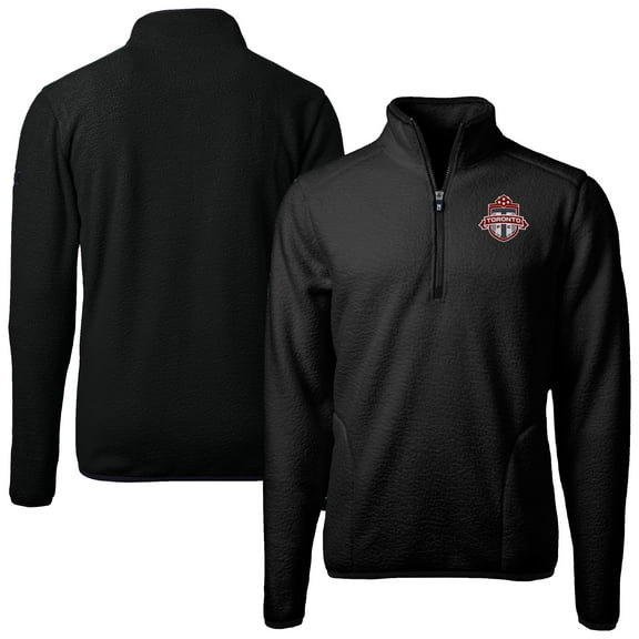 Men's-Cutter & Buck  Black Toronto FC Cascade Eco Fleece Quarter-Zip Jacket