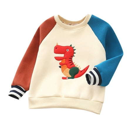 

LBECLEY Less Talk More Walk Hoodie Kids Childr Toddler Boys Girls Cute Cartoon Long Sleeve Patchwork Striped Thick Pullover Sweatshirt Blouse Tops Clothes Outfits Kids Hoodies with Strings B 120