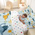 thumbnail image 4 of Feelyou Cute Cartoon Dino Bedding Comforter Set for Kids, Jungle Wildlife Full Bedding Set, Sky Blue, Polkadot Reversible, 7 Pieces, 4 of 7