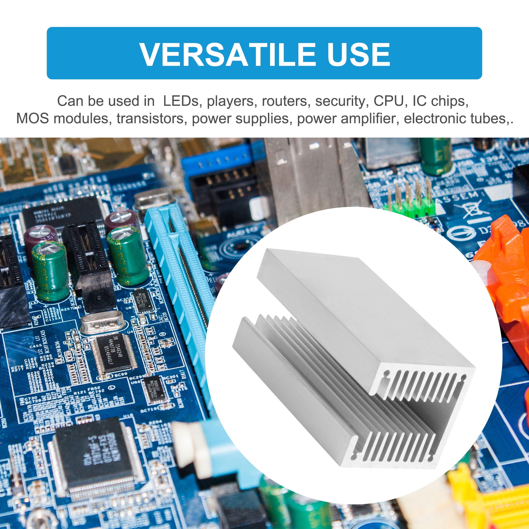 Aluminum Heat Sink, U Type Heatsink Module Dense Tooth Heat Cooler Fin Cooling Radiator for IC Module, PC Computer, Led, PCB(3.14 x 1.57 x 1.57inch)