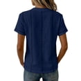 thumbnail image 3 of WHEANG Women's Stitch Detail T-Shirt â Short Sleeve Daily Wear Casual Womens T Shirts Button Neck Soft Cotton Blend Loose Fit Basic Tee Trendy Tops for Women(Blue Size 2XL) Summer Sales Under $8, 3 of 5