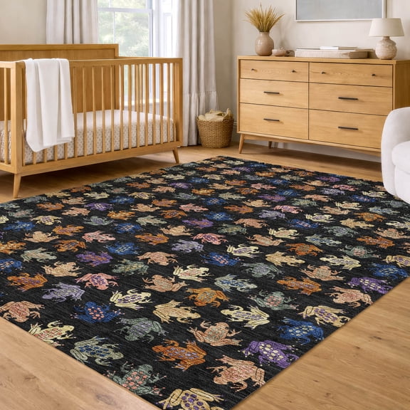 Addison Rugs Chantille Indoor/Outdoor Transitional Kids Black Machine Washable Rectangle Rug, 10' x 14'