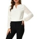 thumbnail image 1 of INSPIRAR CHIC Blusa de gasa para mujer con cuello de ojal, mangas de patchwork, elegante top de trabajo XL blanco, 1 of 8