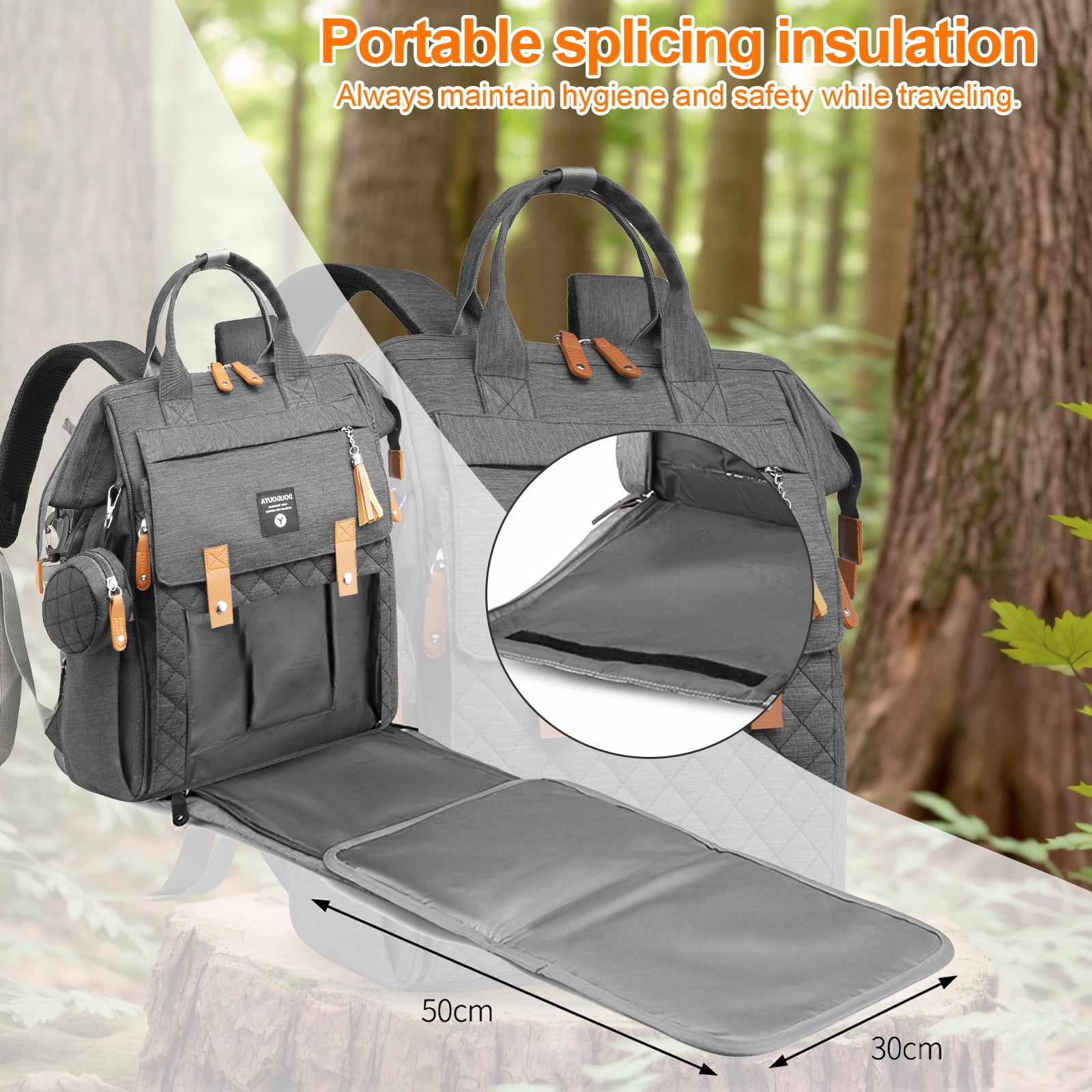 Eurhowing Baby Diaper Bag Backpack for Mom & Dad, Large Capacity Baby Bag with Stroller Straps & Insulated Pocket, Waterproof Diaper Backpack for Travel, Dark Gray