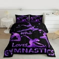 thumbnail image 2 of Homewish Gymnastics Dancing Lovers Bedding Comforter Set,Girls Gymnastic Sports Twin Comforter Sets,Purple Sequin Print Bedding Set For Kids,Ultra Soft Home Decor Reversible,2 Pieces, 2 of 8