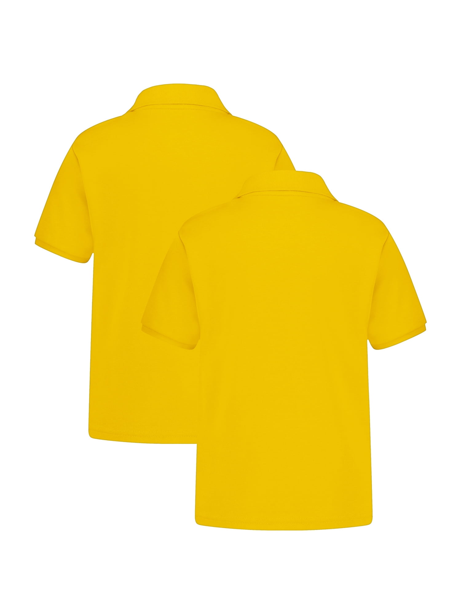 Wonder Nation Girls School Uniform Interlock Short Sleeve Polo Shirt, 2-Pack, Sizes 4-18 & 10-16 Plus