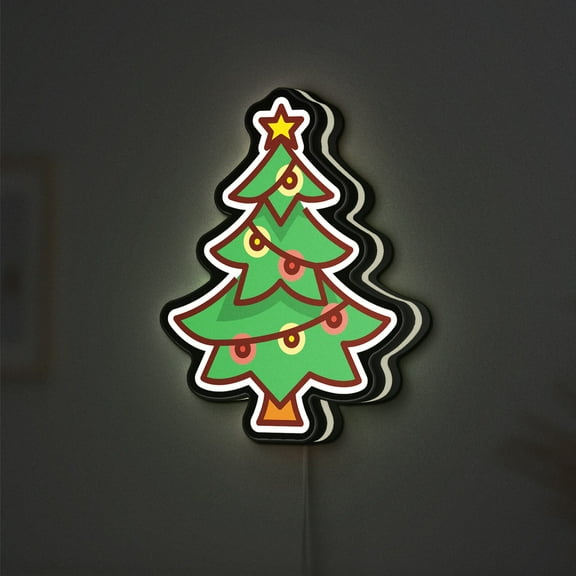 Christmas Tree 3D Novelty Light Box, Festive Living Room Decor for Holiday Homes and Winter Celebrations (Width 12 inch, 30cm)