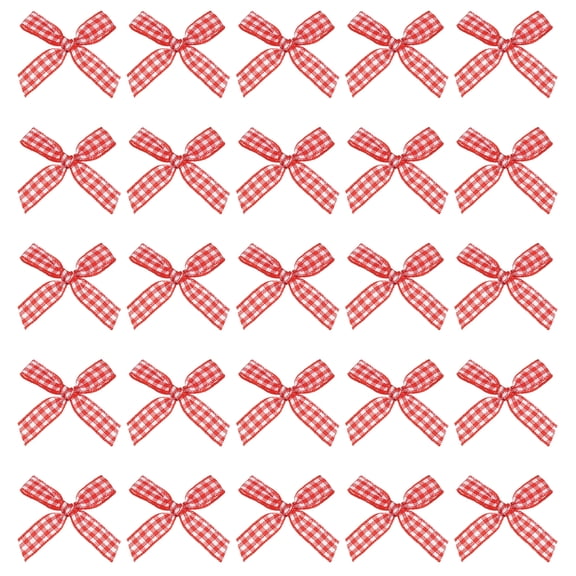 Uxcell 1.5 Inch Mini Satin Ribbon Bows, 100 Pcs Bowknot Flowers DIY Craft Ribbon Appliques for Gifts Red