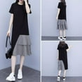 thumbnail image 2 of Robe Décontractée pour Femme, Nouvelle Grande Taille, Version Coréenne, T-shirt Long à Manches Courtes, Faux Deux Pièces, Robe Irrégulière, 2 of 7