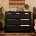 thumbnail image 2 of Modern Dresser with 7 Deep Drawers, Large Wood Storage Chest with Cutout Handles & Smooth Gliding Drawers for Bedroom, Living Room,Black, 2 of 8