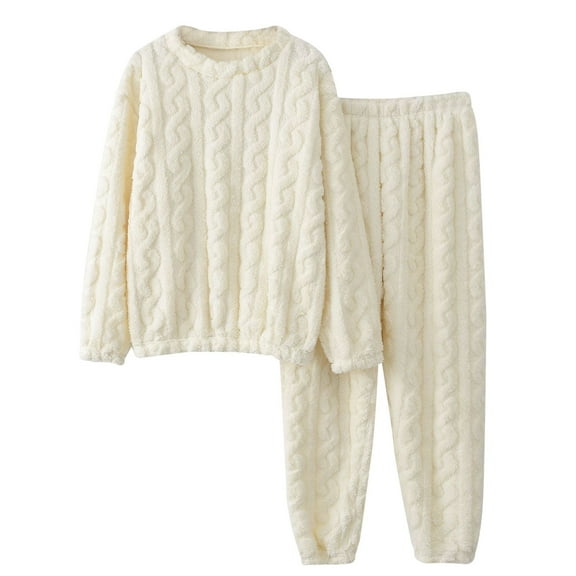 WELOIJEVBE Men's Loungewear Sets Warm Pajamas Fuzzy Pajama Set Comfortable Oversized Pullover Long Pants Set Casual Wear 2 Piece Set for Men