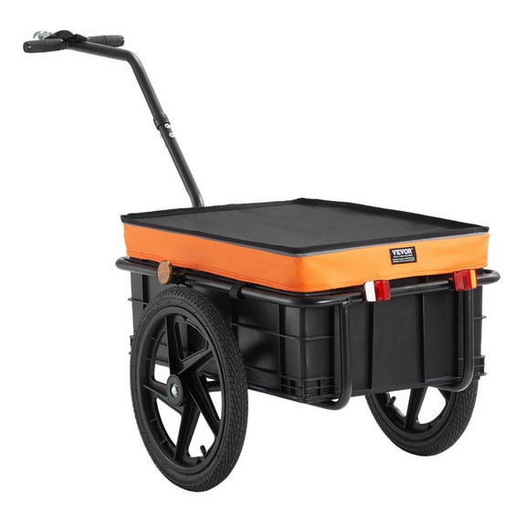 Heavy-Duty Bike Cargo Trailer, 88lbs Capacity, Foldable Design w/Universal Hitch & Waterproof Cover, 16" Wheels for 24-28" Bikes