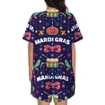 thumbnail image 3 of Kdxio Happy Mardi Gras Print Pajamas Sets for Women Short-Sleeved Pjs with Lounge Shorts Two Piece Sleepwear S-4XL, 3 of 8