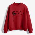thumbnail image 4 of CEHVOM Femmes Mode Décontractée Imprimé Col Rond Ample Manches Longues Hauts Courts Blouse Chandails Sans Capuche Liquidation, 4 of 5