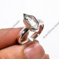 thumbnail image 2 of Herkimer Diamond Raw Crystal Gemstone 925 Sterling Silver Ring for Women, 2 of 5