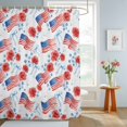 thumbnail image 2 of Bathroom Shower Curtain Independence Day American Flag Waterproof Shower Curtains with Hooks, Red Flowers Roses Bath Curtains Bathtub Curtain Home Decor 48x72in, 2 of 9