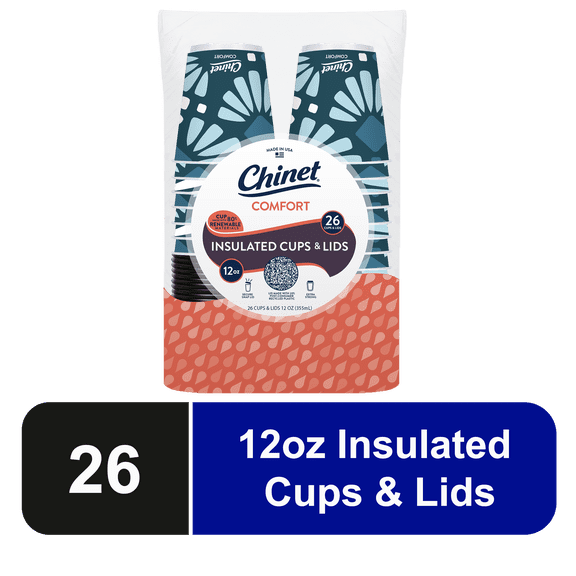 Chinet Comfort® Premium Disposable Paper Hot Cups with Lids, 12 oz, 26 Count