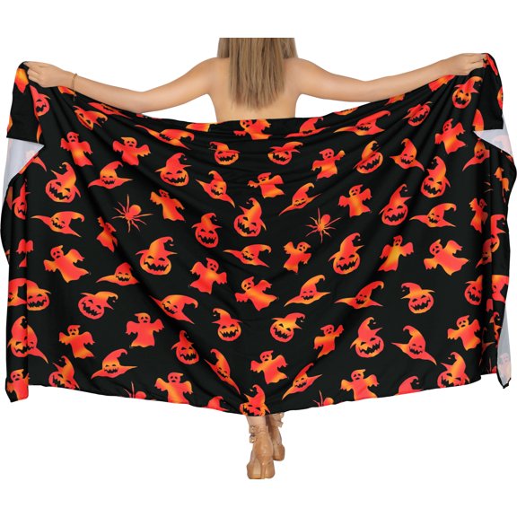 HAPPY BAY Women's Beachwear Summer Beach Wrap Halloween Costumes Bikini Wraps Skirt Sarong Coverups for Swim Cover up Swimwear Women One Size Orange, Pumpkin