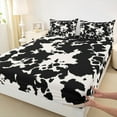 thumbnail image 3 of Castle Fairy Boys Cow Print 4pcs Bed Sheets,Black White King Sheets,Farmhouse Animal Super Cozy Sheet Set,Luxury Bedroom Decor, 3 of 7