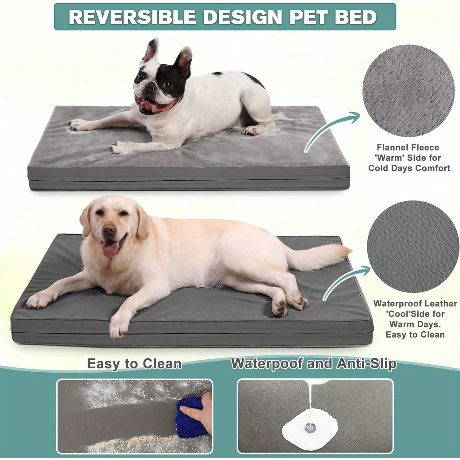 Orthopedic Dog Bed for All Sizes – Removable Washable Cover, Egg Crate Foam Support, Durable Anti-Slip Kennel Pad, Indoor & Outdoor