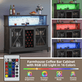 thumbnail image 2 of JOINICE Farmhouse Liquor Bar Cabinet with Wine Rack & Glass Holder,Wine Cabinet with LED Lights ,Black, 2 of 6