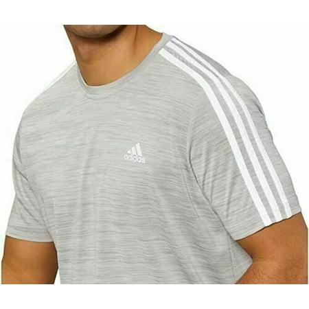 NEW!!! adidas Men's 3 Stripe Tech Tee Moisture Wicking Fabric Relaxed Fit, Small
