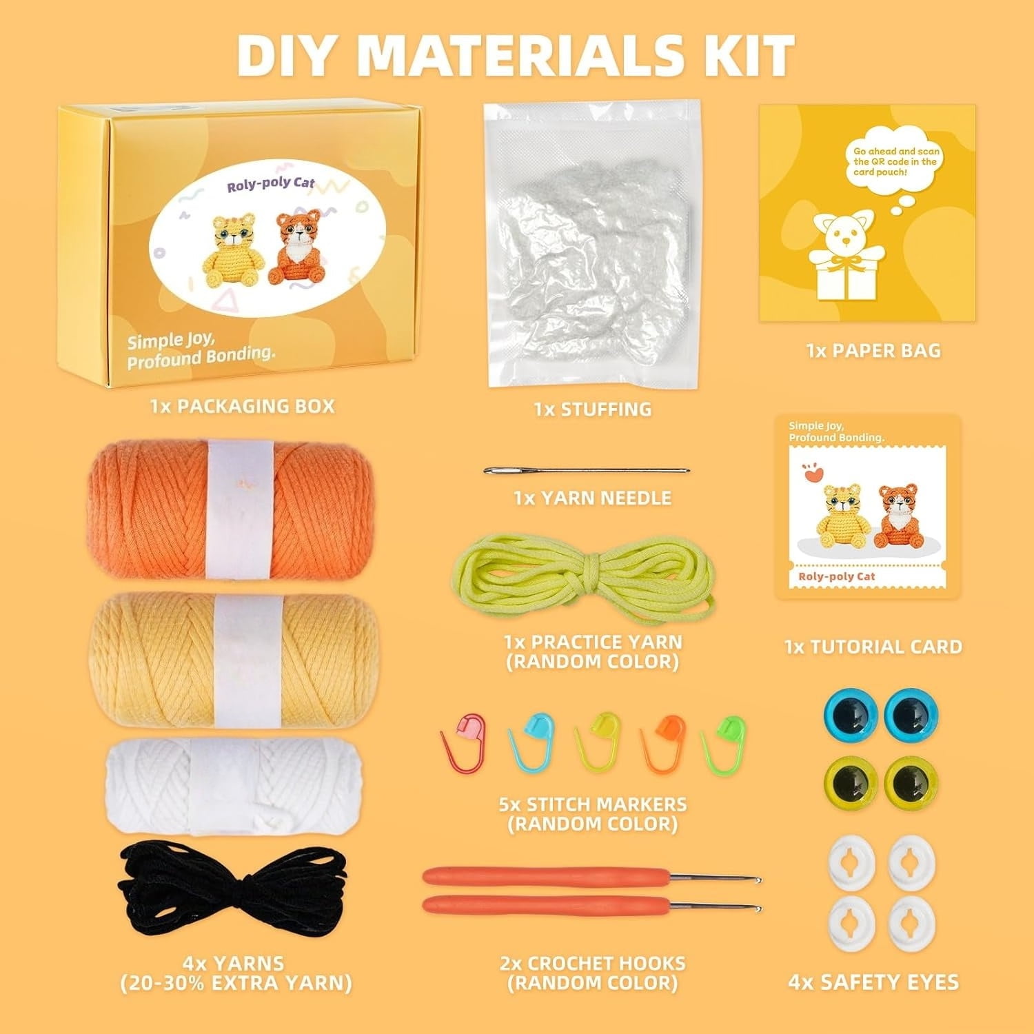 Crochet Kit for Beginners, Learn to Crochet, Include Easy Knitting Soft Yarn, Step-by-Step Video Tutorial, Hook, Holiday Birthday Gift for Adults (Golden Retriever)