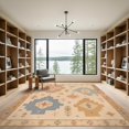 thumbnail image 2 of ODIKA 9'x12' Washable Area Rug Non-Slip, Chair-Friendly Muted Earth Tones Geometric Design Intricate Southwestern Motif with Borders for Dining Room, Basement, Large Office, 2 of 7