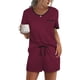 thumbnail image 3 of Ekouaer Pajama Set for Women 2 Piece Lounge Set Short Sleeve Tops and Shorts Soft Sleepwear, Chest Pocket, 3 of 5