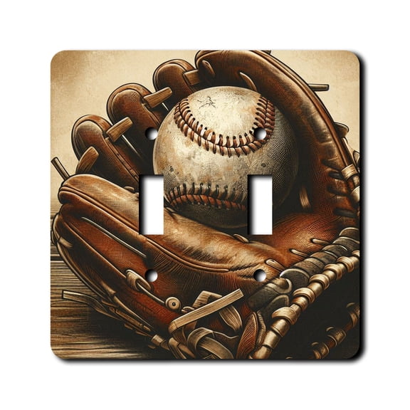 Off The Wall Plates - Vintage Baseball Classic Decorative Acrylic Cover Double Light Switch Wallplate