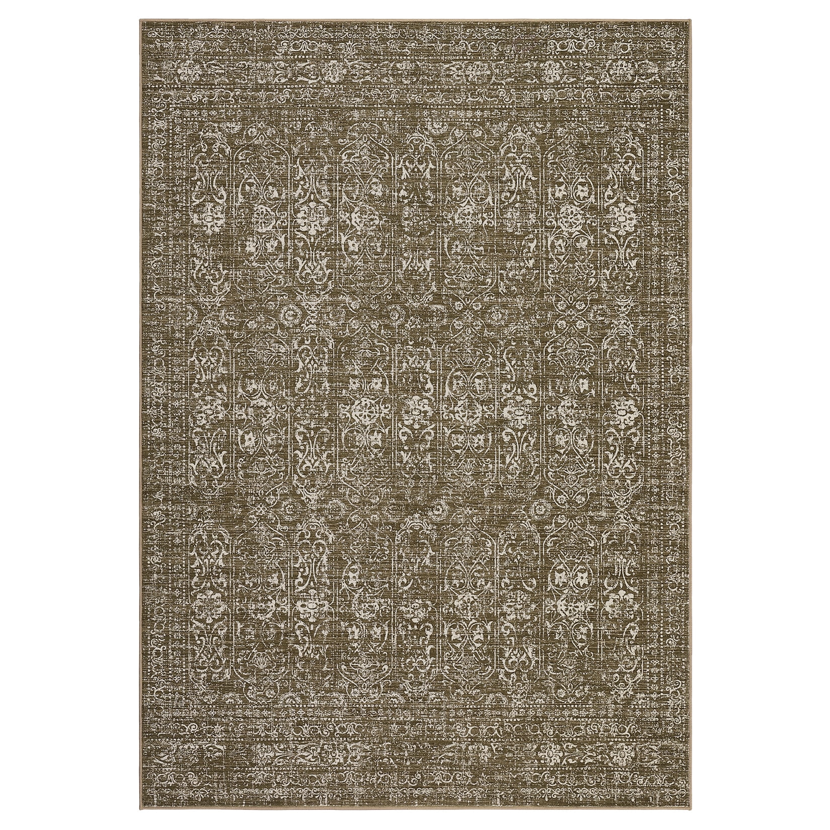 GlowSol 5'x7' Area Rug Soft Washable Oriental Distressed Rug Non-Slip Low Pile Indoor Carpet for Dining Room Home Office, Brown