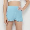 thumbnail image 6 of Girls Breathable Bike Shorts on Clearance Girls Athletic Ruffle Shorts High Waisted Yoga Dance Shorts Comfy Workout Gymnastics Short Pants New Light Blue 12 Years, 6 of 9