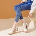 thumbnail image 2 of Gpaecead Women Open Toe Espadrilles Wedge Sandals Plus Round Toe Canvas Breathable Spring Summer Beach Height Casual White, 2 of 7