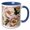 Blue/White, variant on 3drose, Colossal Pink Peony Floral Pattern, 15oz Two-tone Blue Mug