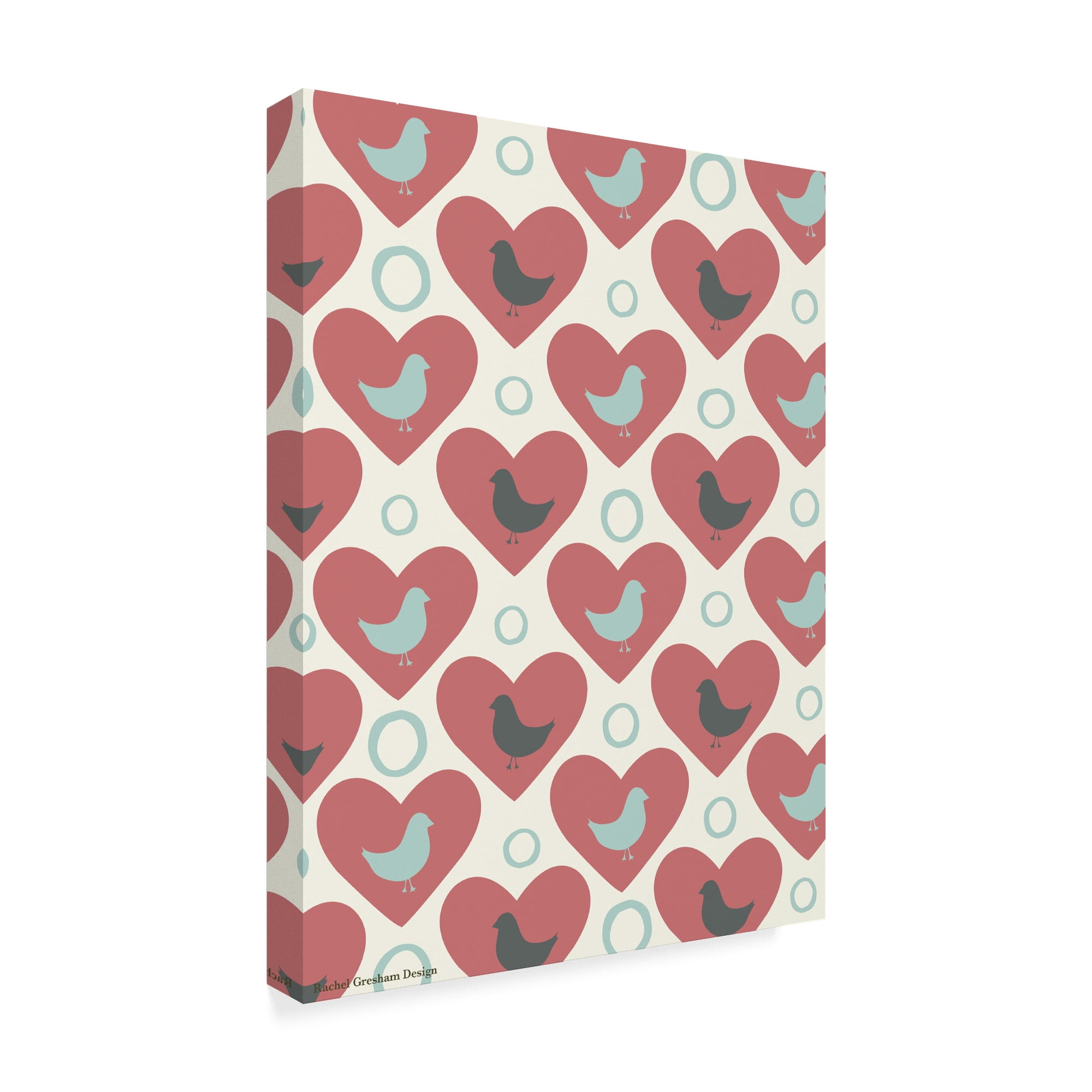 Trademark Fine Art 'Love Birds Hearts' Canvas Art by Rachel Gresham