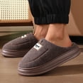 thumbnail image 4 of Zapatillas de algodón de invierno para hombre, zapatillas de algodón de suela gruesa de terciopelo, antideslizantes, para interiores, talla extra grande, novedad de 2024, 4 of 5