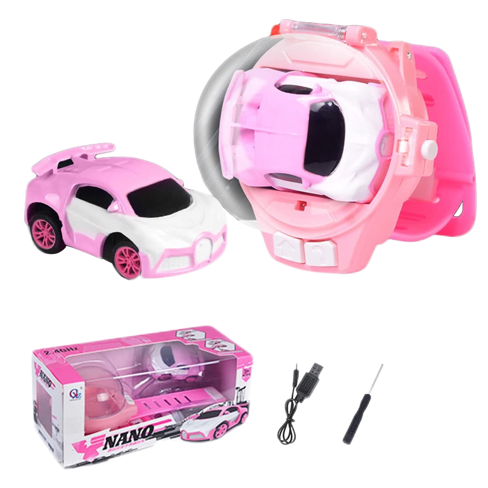 Mini RC Car Watch Toy ，RC Car GHz Cute Wrist Racing Watch, USB  Charging Cartoon RC Car, Interactive Game Toy, Birthday Gifts for Boys and  Girls 