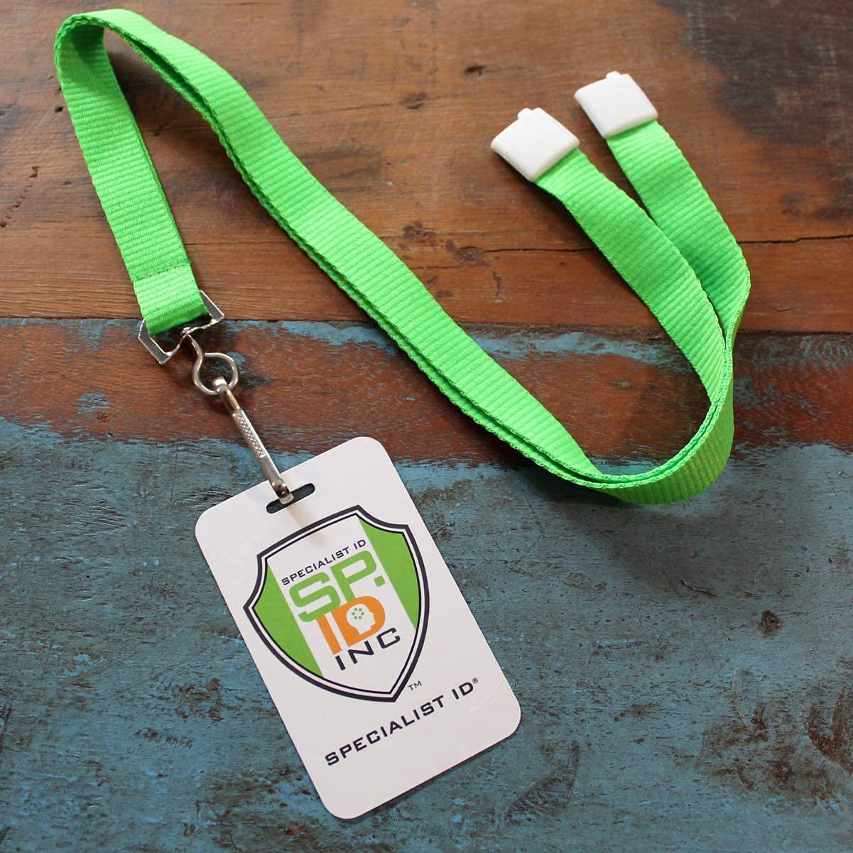 25 Pack - Bright Wide Lanyards for Name Badges with Safety Breakaway Neck Clasp & ID Badge Holder J Clip - Hi Visibility Neon for Name Tag, Keys, Cruise, Student ID by Specialist ID (Neon Green)
